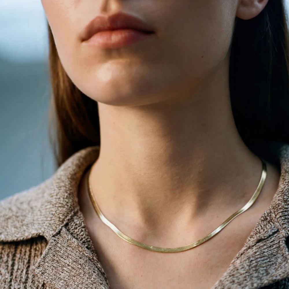The M Gold Flat Chain Choker